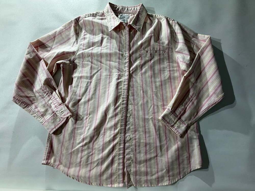 Cabin Creek Womens 12 Pink Striped Button Up Shirt Long Sleeve Y2K Chic